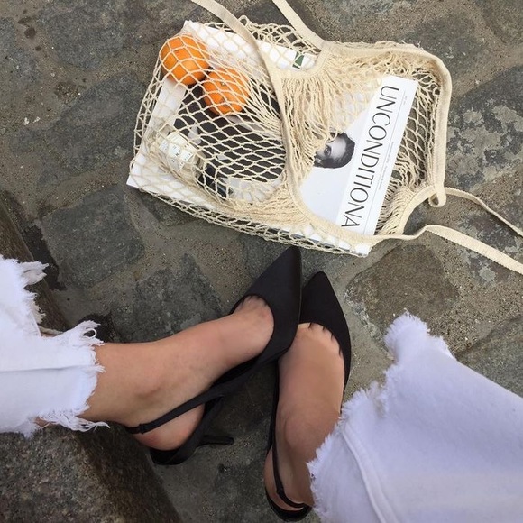 Cream mesh minimalist tote Parisian market style - Picture 8 of 8